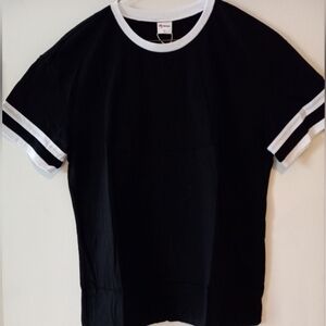 Classic Black Short Sleeve Tee with White Trim